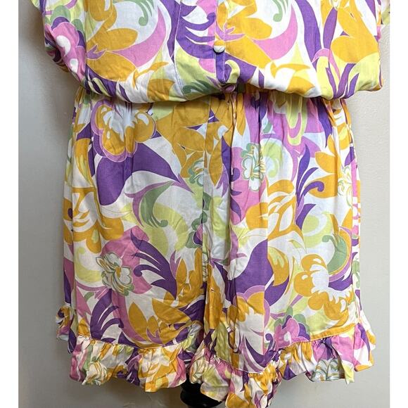 BCBGeneration XL Give It A Swirl Romper Purple Orange Pink One Piece Womens NEW - Picture 3 of 10